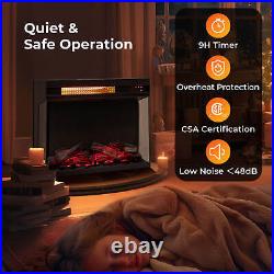 Electric 23 3-Sided Fireplace Insert Heater 1500W withThermostat & Remote Control