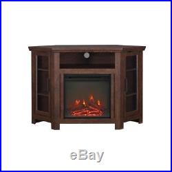 Electric Corner Fireplace Entertainment Center TV Stand withFireplace Insert Brown
