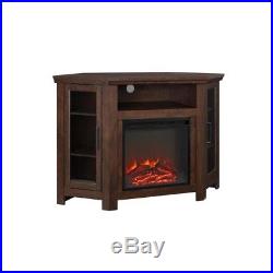 Electric Corner Fireplace Entertainment Center TV Stand withFireplace Insert Brown
