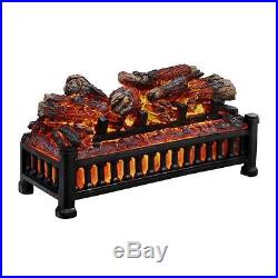 Electric Crackling Log Fireplace 20in. Glowing Heater Insert Kit Pleasant Hearth