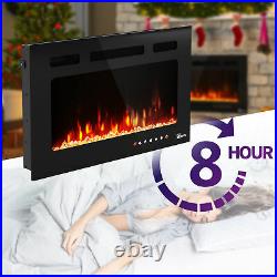 Electric Fireplace 12 Flame Insert Wall Mounted Electric Heater Touch Screen