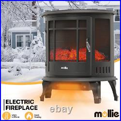 Electric Fireplace 1400W Space Heater Simulated Fire Flame Adjustable Brightness