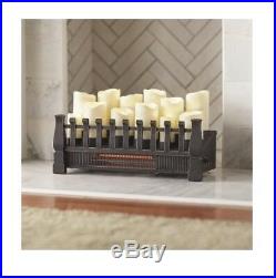 Electric Fireplace 20 Candle Insert Brindle Flame Home Heat with Infrared Heater