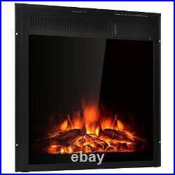 Electric Fireplace 22.5 Insert Freestanding & Recessed Heater Log Flame Remote