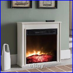 Electric Fireplace 23 in. Compact Freestanding White Finish with Built-In Insert