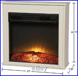 Electric Fireplace 23 in. Compact Freestanding White Finish with Built-In Insert