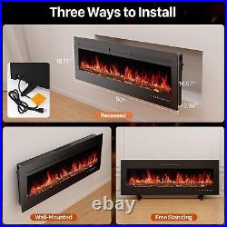 Electric Fireplace 36'' 50'' 60'' Wall Mount Recessed Freestand Fireplace Heater