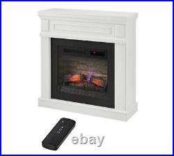 Electric Fireplace 41 Mantel White Traditional Optional Heat Remote Timer