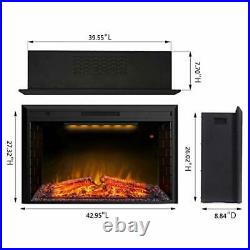 Electric Fireplace, 43 Inches Electric Fireplace Heater Insert 43L27H Black