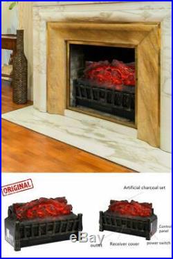 Electric Fireplace 4600 BTU Insert Artificial Heater Log Portable Black LED Log