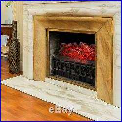 Electric Fireplace 4600 BTU Insert Artificial Heater Log Portable Black LED Log