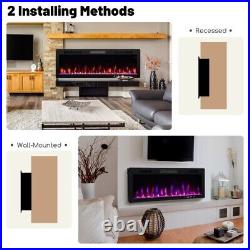 Electric Fireplace 50 Recessed Wall Mounted 1500W Home Heater With Remote Control