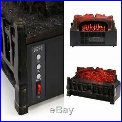 Electric Fireplace 5200 BTU Insert Artificial Heater Log Portable Black LED Log