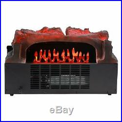 Electric Fireplace 5200 BTU Insert Artificial Heater Log Portable Black LED Log