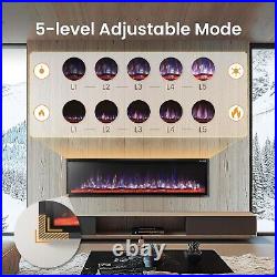 Electric Fireplace 72'' Wall Mounted & Recessed Fireplace Heater