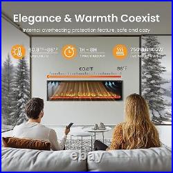 Electric Fireplace 72'' Wall Mounted & Recessed Fireplace Heater