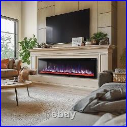 Electric Fireplace 72'' Wall Mounted & Recessed Fireplace Heater