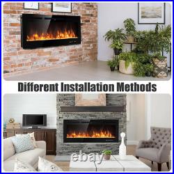 Electric Fireplace Black 50 Wall Mount Heater Multicolor Flame 9 Flamer Colors