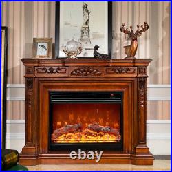Electric Fireplace Embedded 31'' 1500W Insert Heater Log Flame RC Control Winter