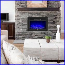 Electric Fireplace Embedded Insert Heater Glass Log Flame Remote -28.5