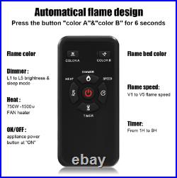 Electric Fireplace Heater Insert Embedded Wall Mount Stand with Remote Control