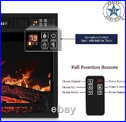 Electric Fireplace Heater Insert Flame Space Adjustable Realistic Logs Flames