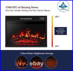 Electric Fireplace Heater Insert Flame Space Adjustable Realistic Logs Flames