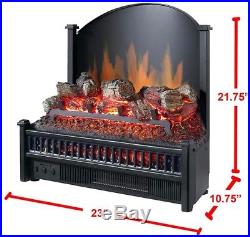 Electric Fireplace Heater Insert Log LED Realistic Flame Adjustable Thermostat