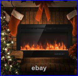 Electric Fireplace Heater Insert Wall Mount Stand with Remote Control 36in 1500W