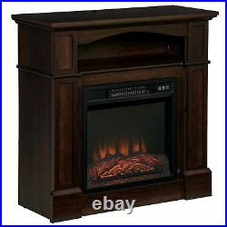 Electric Fireplace Heater with Wood Mantel, Firebox with Fireplace Insert Brown