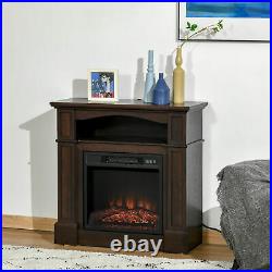 Electric Fireplace Heater with Wood Mantel, Firebox with Fireplace Insert Brown