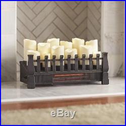 Electric Fireplace Insert 20 In Candle Infrared Heater Energy Efficient Ventless