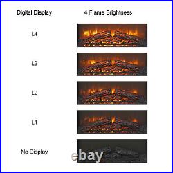 Electric Fireplace Insert 26 Timer Stove Heater with Remote & 4 Color LED Flame