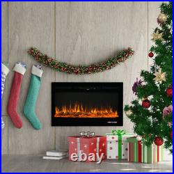 Electric Fireplace Insert 36 Wall Mounted Recessed 9 Color Flame Crystal Log ETL