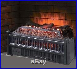 Electric Fireplace Insert Artificial Heater Log Portable RC 4600 BTU LED Log Set