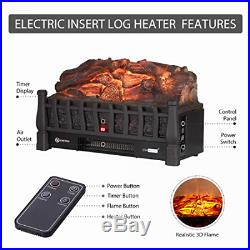 Electric Fireplace Insert Artificial LED Heater Log + Infrared Remote Controller
