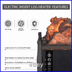 Electric Fireplace Insert Artificial LED Heater Log + Infrared Remote Controller
