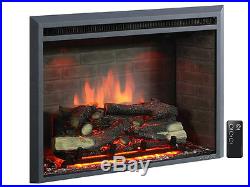 Electric Fireplace Insert Embedded Firebox Heater Western 33in With Remote Control