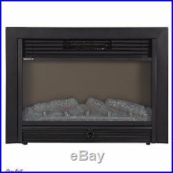 Electric Fireplace Insert Embedded Smokeless Heater Glass View Log Flame Remote