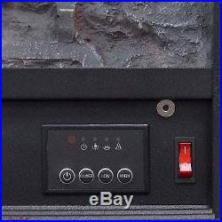 Electric Fireplace Insert Embedded Smokeless Heater Glass View Log Flame Remote