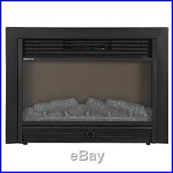 Electric Fireplace Insert Embedded Ventless Glass View Log Flame with Remote NEW