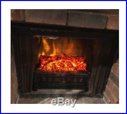 Electric Fireplace Insert Faux Burning Log Flame Heater Firebox With Remote LED