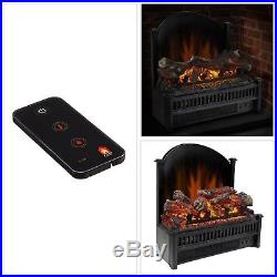 Electric Fireplace Insert Heat Log Remote Control Fan Set Adjustable Thermostat