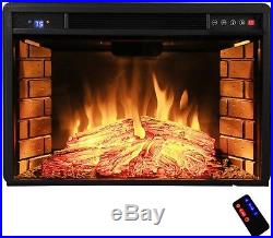 Electric Fireplace Insert Heater 28 Tempered Glass Adjustable Temperature New
