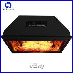 Electric Fireplace Insert Heater 28in Freestanding Tempered Glass Remote Control