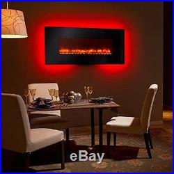 Electric Fireplace Insert Heater Backlight Wall Mount Remote Control Flame Logs