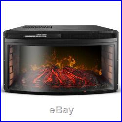 Electric Fireplace Insert Heater Freestanding Glass View Log Flame withRemote 33