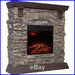 Electric Fireplace Insert Heater Portable With 38 Mantle Remote Control Stone