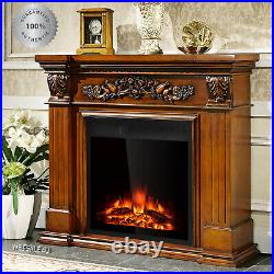 Electric Fireplace Insert Heater Realistic 3D Log Flame Remote Control Mount In