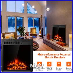 Electric Fireplace Insert Heater Realistic 3D Log Flame Remote Control Mount In